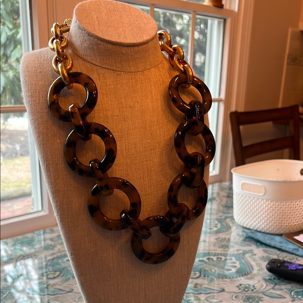 J. Crew Tortoiseshell and Gold Necklace